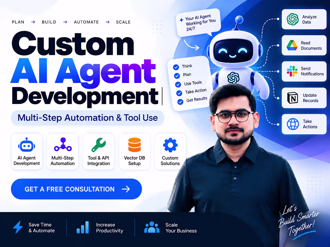 Cover image for  AI Agent Development | Multi-Step Automation & Tool Use