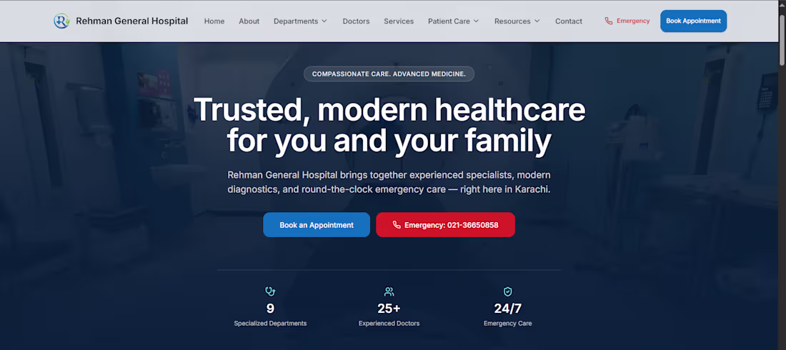 Cover image for Rehman General Hospital — Healthcare Website