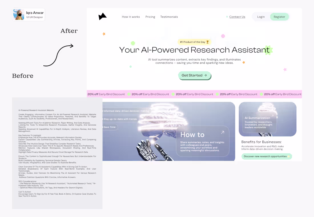 Cover image for Before Vs After - Ai Assistant Website Hero Section Design