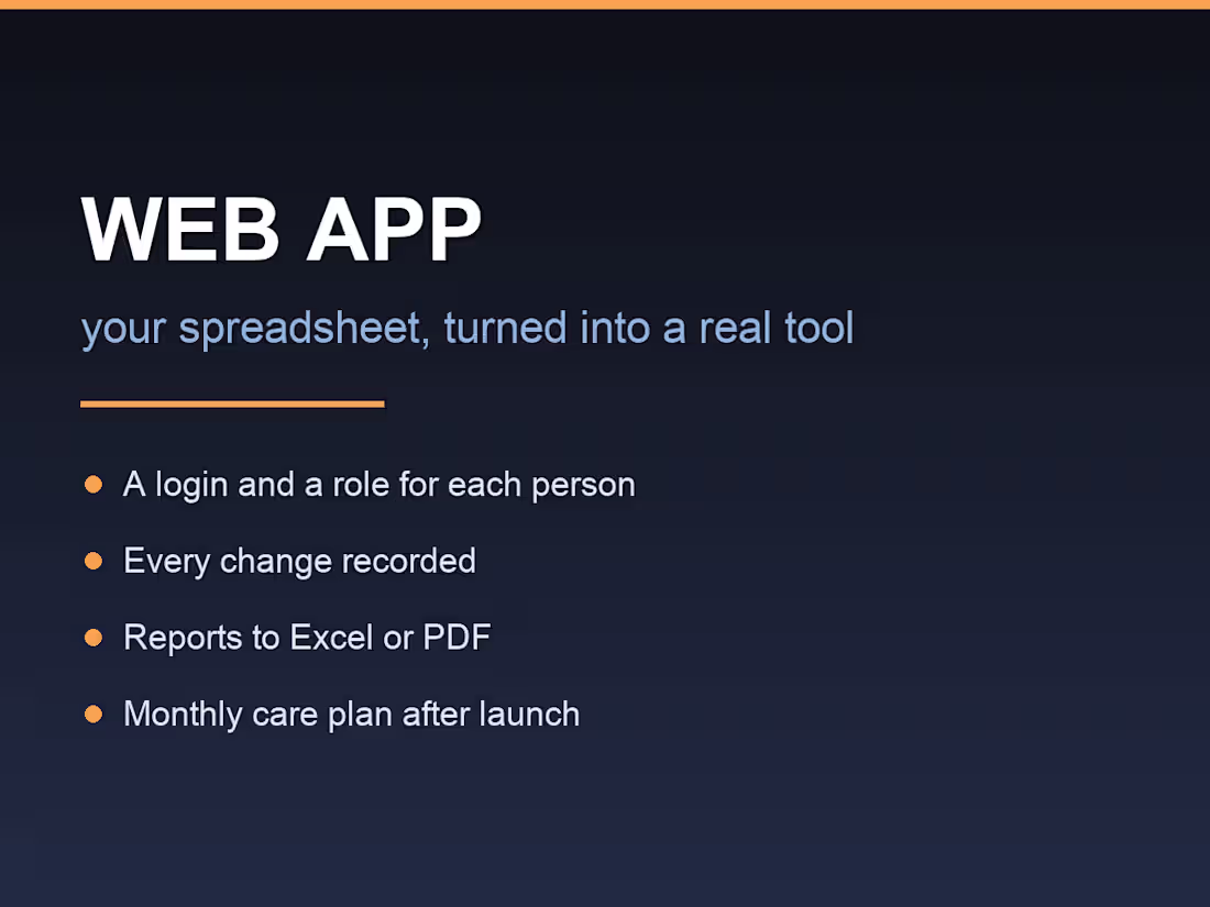 Cover image for Web App or Internal Tool That Replaces Your Spreadsheets