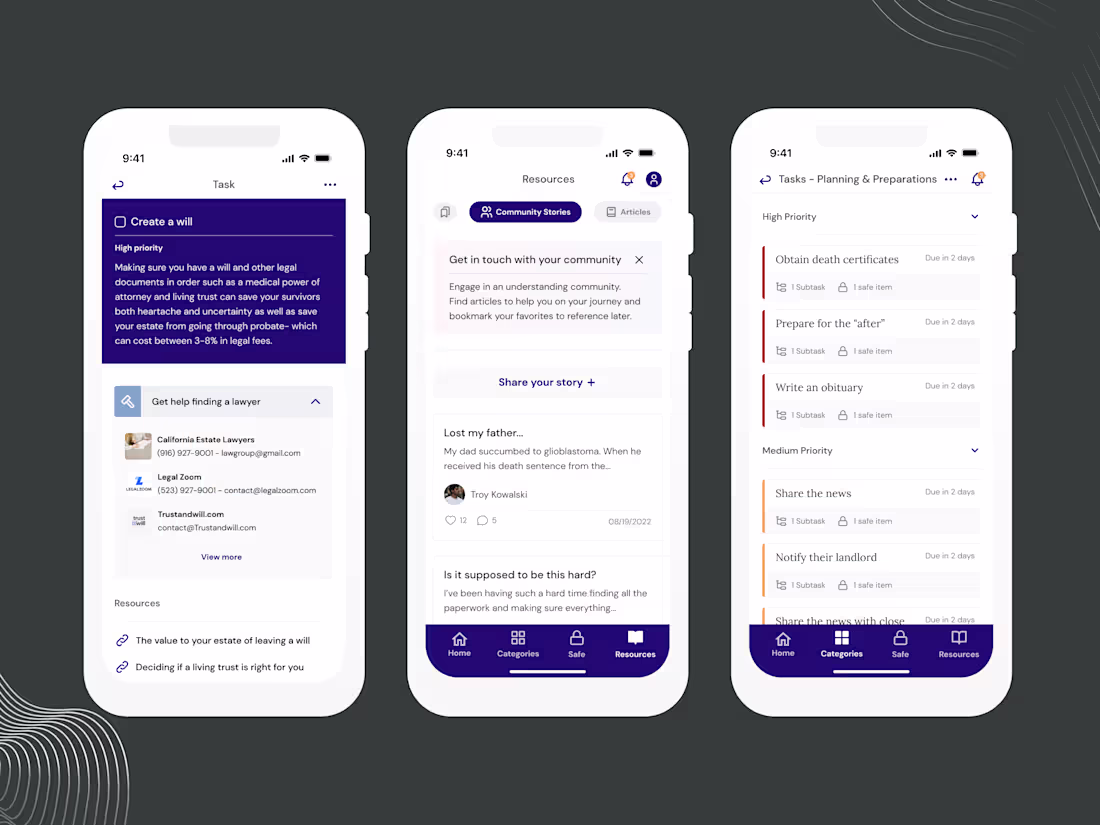 Cover image for End-of-life planning and grief management app