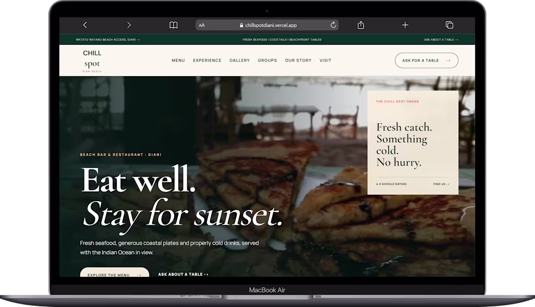 Cover image for A Website for a Restaurant
