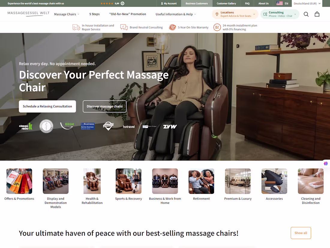 Cover image for Massagesessel Welt: Shop Online and In-Store