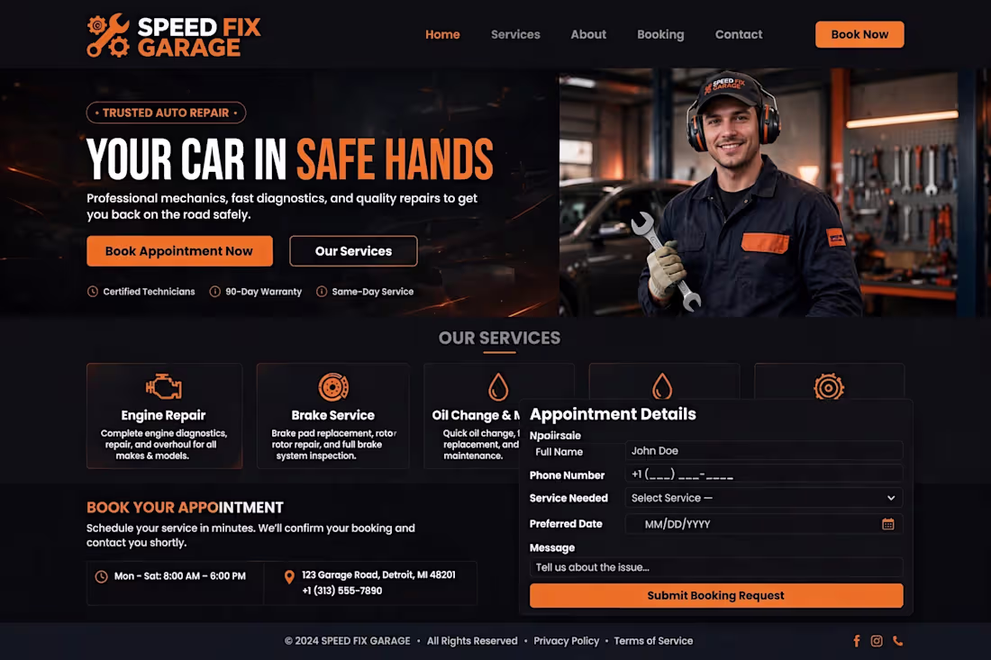 Cover image for Auto repair  web for