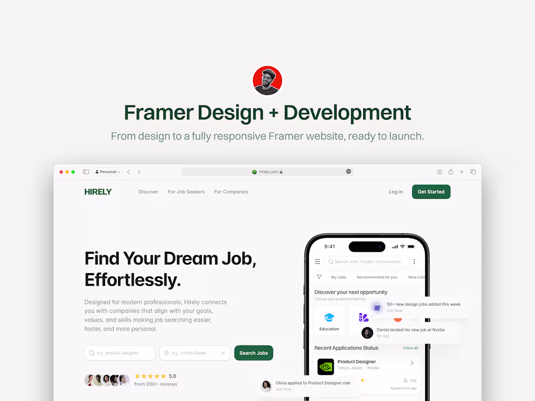 Cover image for Framer Landing Page Design and Development