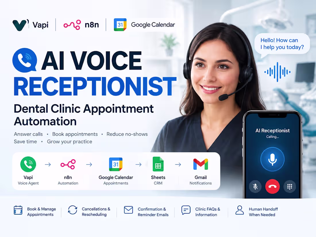 Cover image for AI Voice Receptionist & Appointment Automation