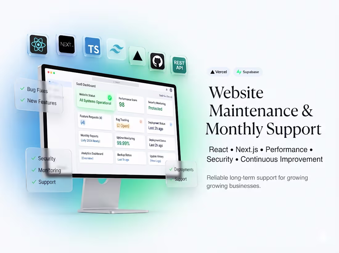 Cover image for Website Maintenance & Ongoing React/Next.js Support