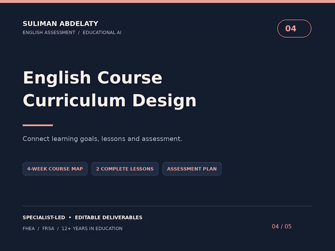 Cover image for English Course Curriculum & Assessment Design