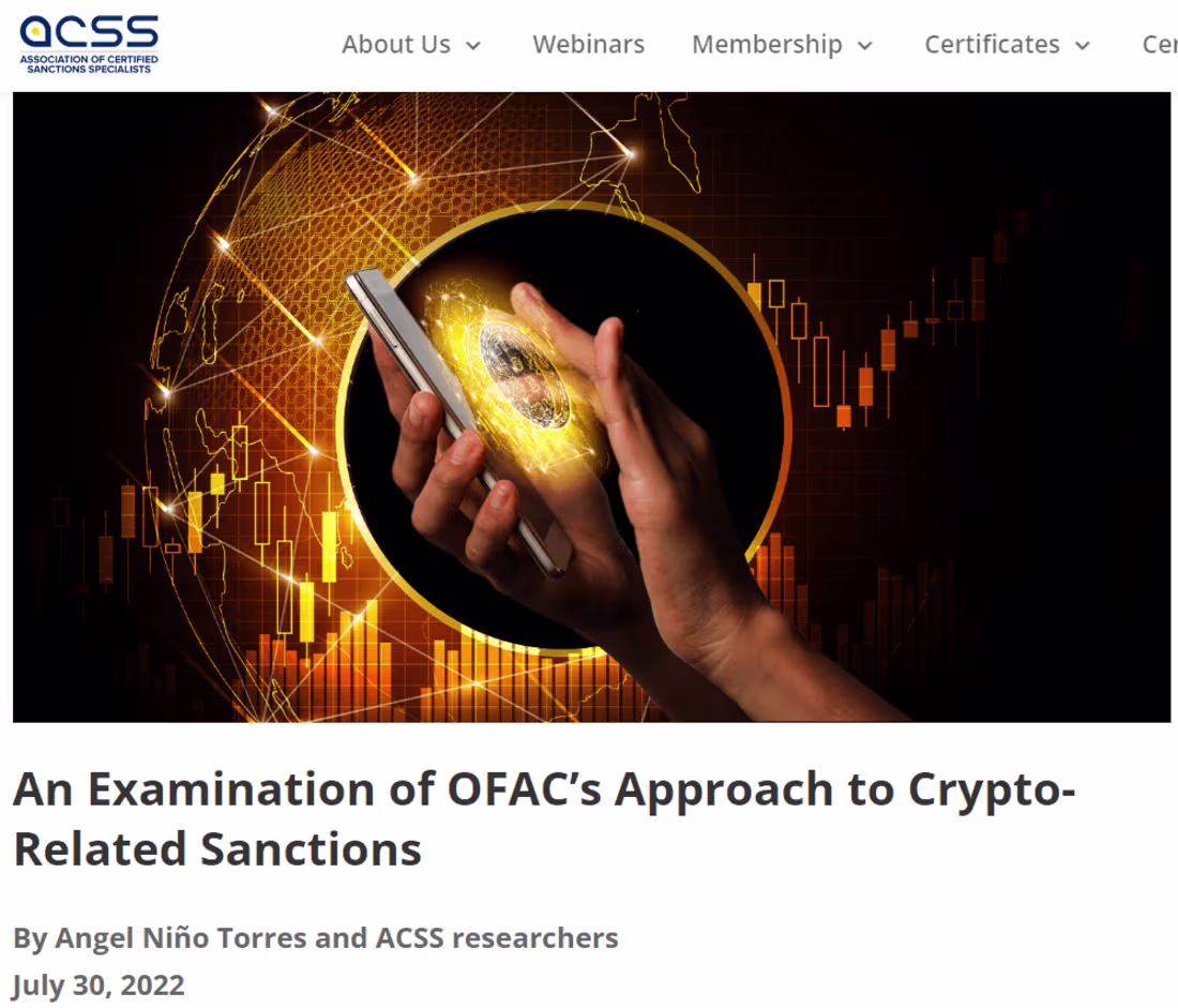 Cover image for Article on Cryptocurrency Sanctions Compliance