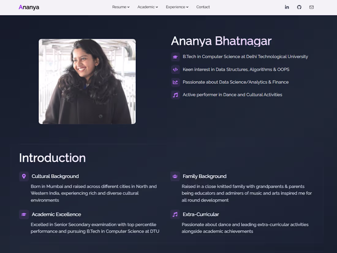 Cover image for Custom Student Portfolio Website