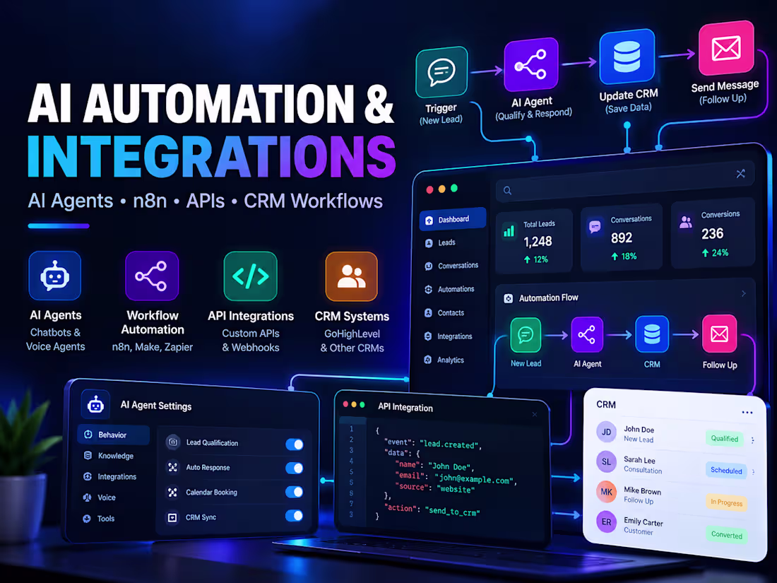 Cover image for AI Automation, AI Agents & API Integration