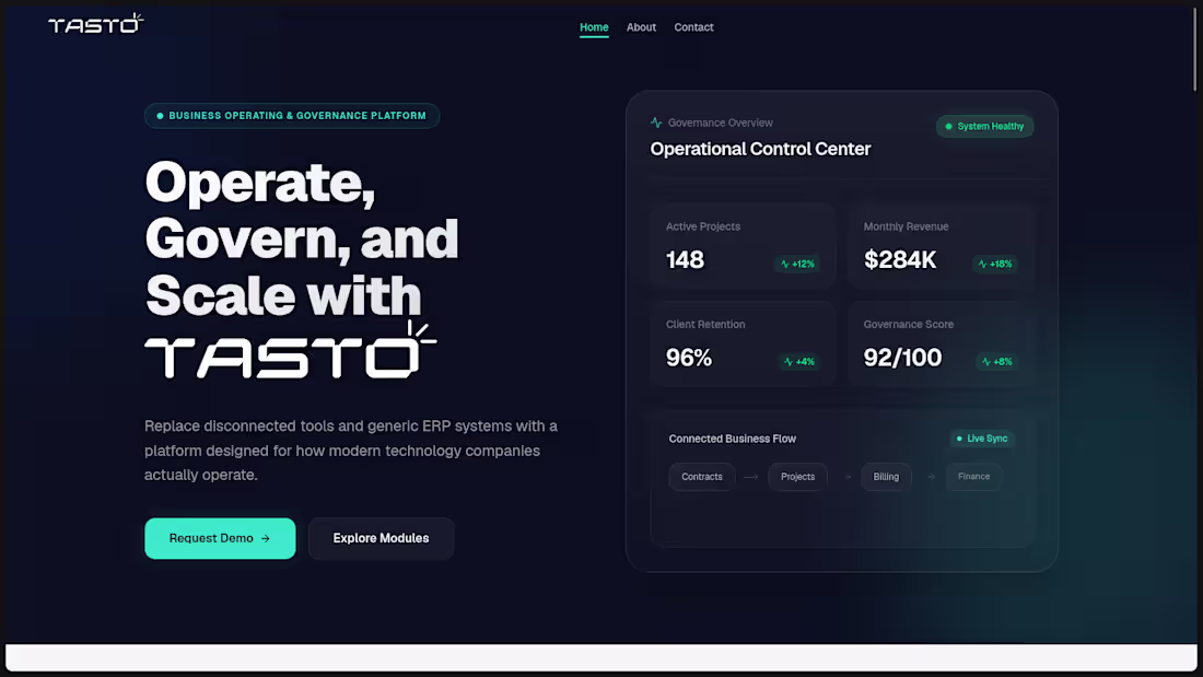 Cover image for Tasto | ERP, CRM & Business Operations Platform