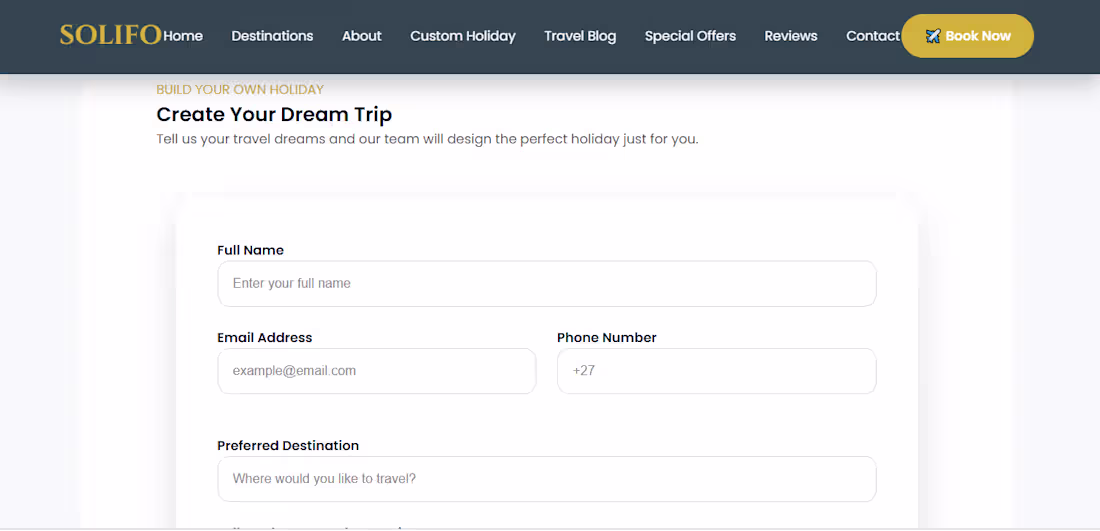Cover image for SoliFo Travel & Tours Website
I