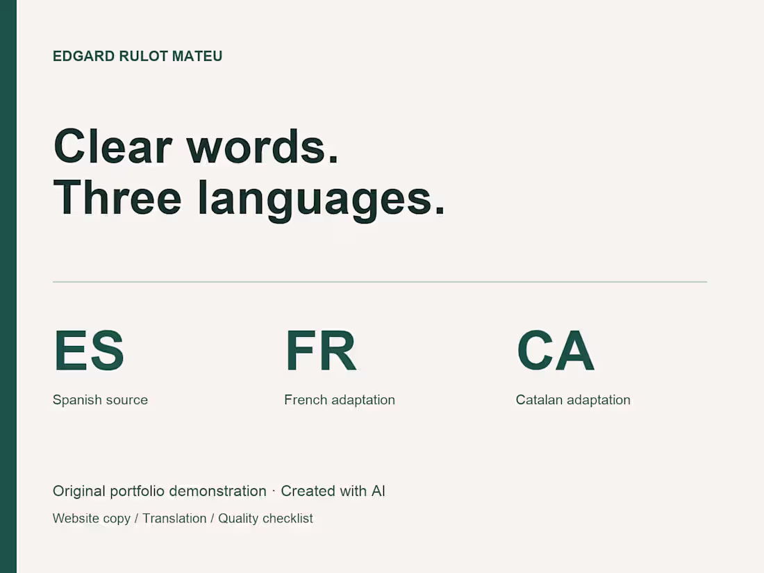 Cover image for Spanish–French–Catalan translation sample | AI-directed demo