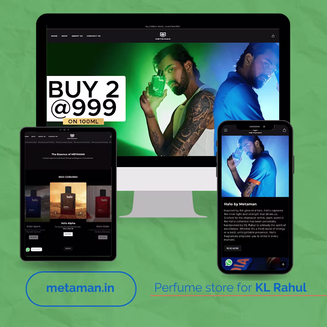 Cover image for KL Rahul’s Perfume Brand - Metaman – Website Development