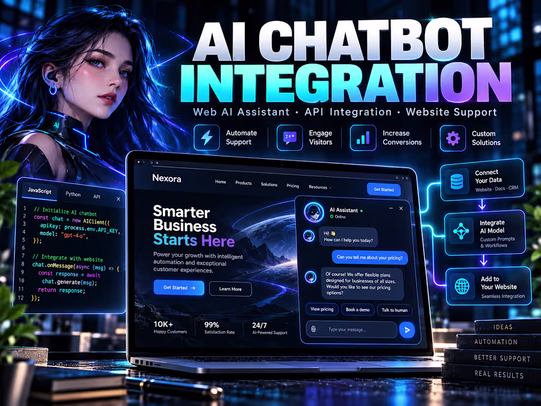 Cover image for I Will Integrate an AI Chatbot into Your Website