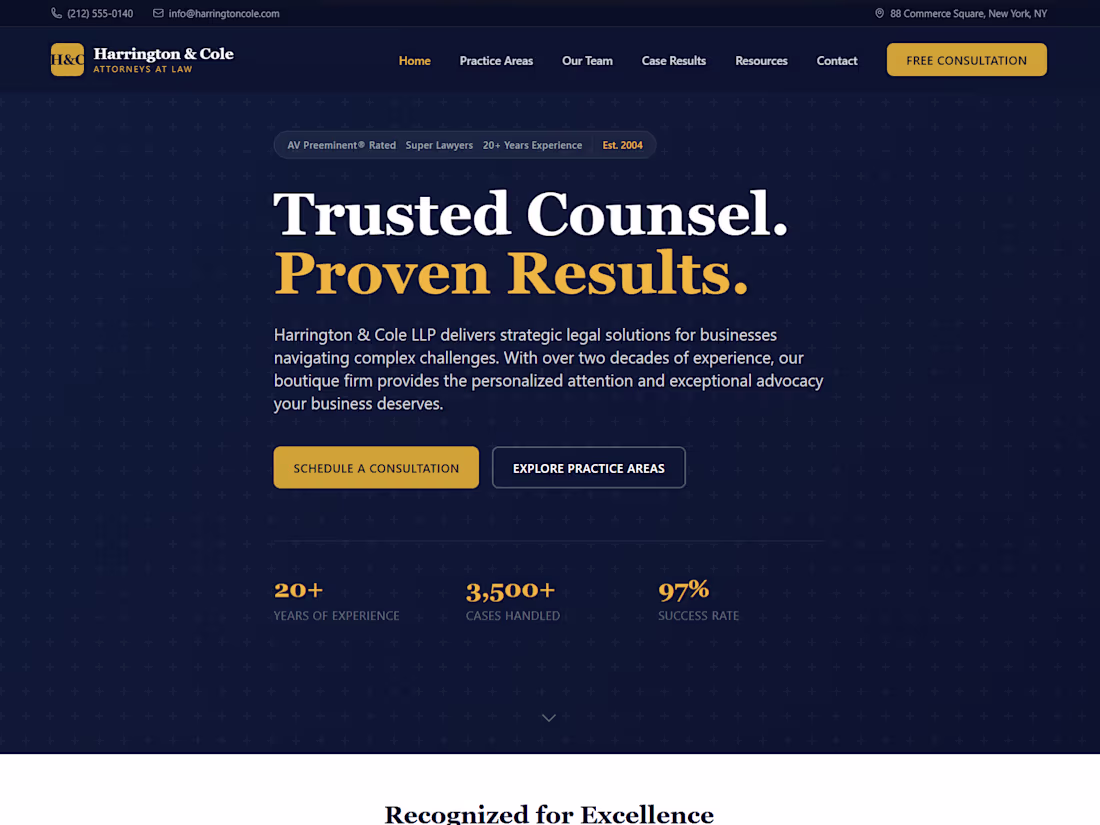 Cover image for Harrington Cole LLP — Business