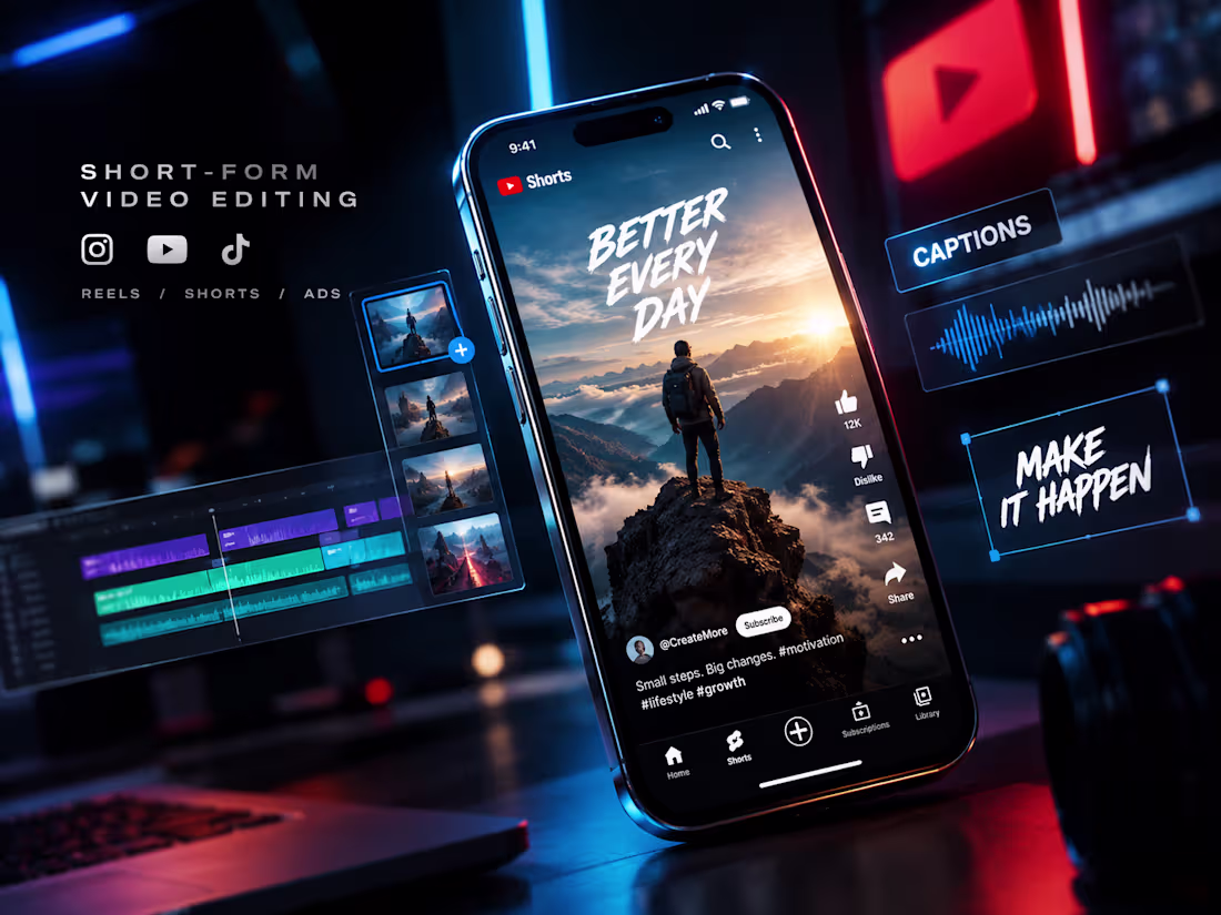Cover image for Short-Form Video Editing for Reels, Shorts & Ads