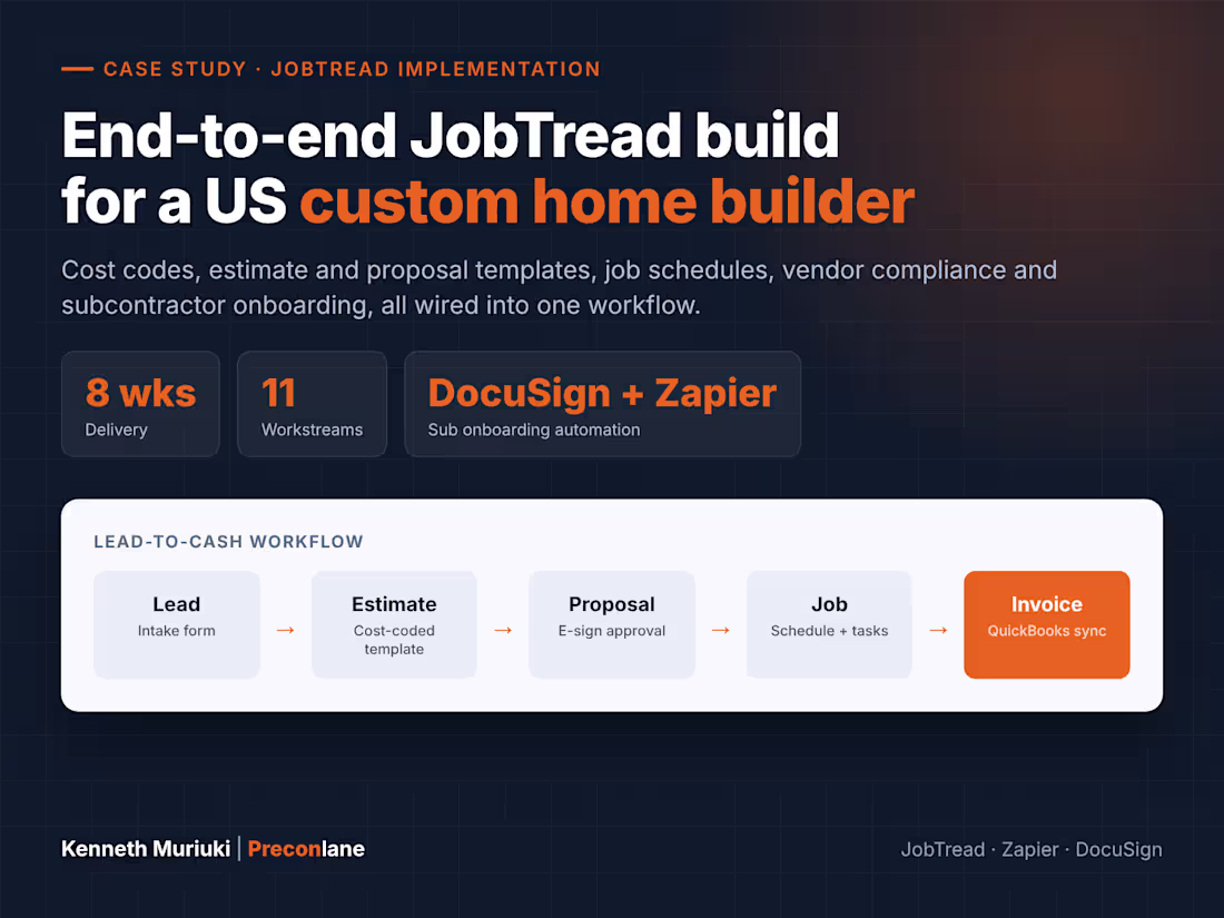 Cover image for JobTread Implementation for a US Custom Home Builder