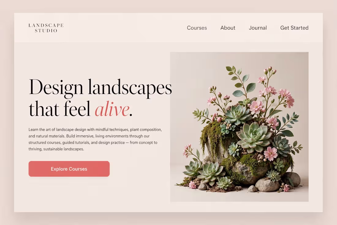 Cover image for Design landscapes that feel alive.
Landing