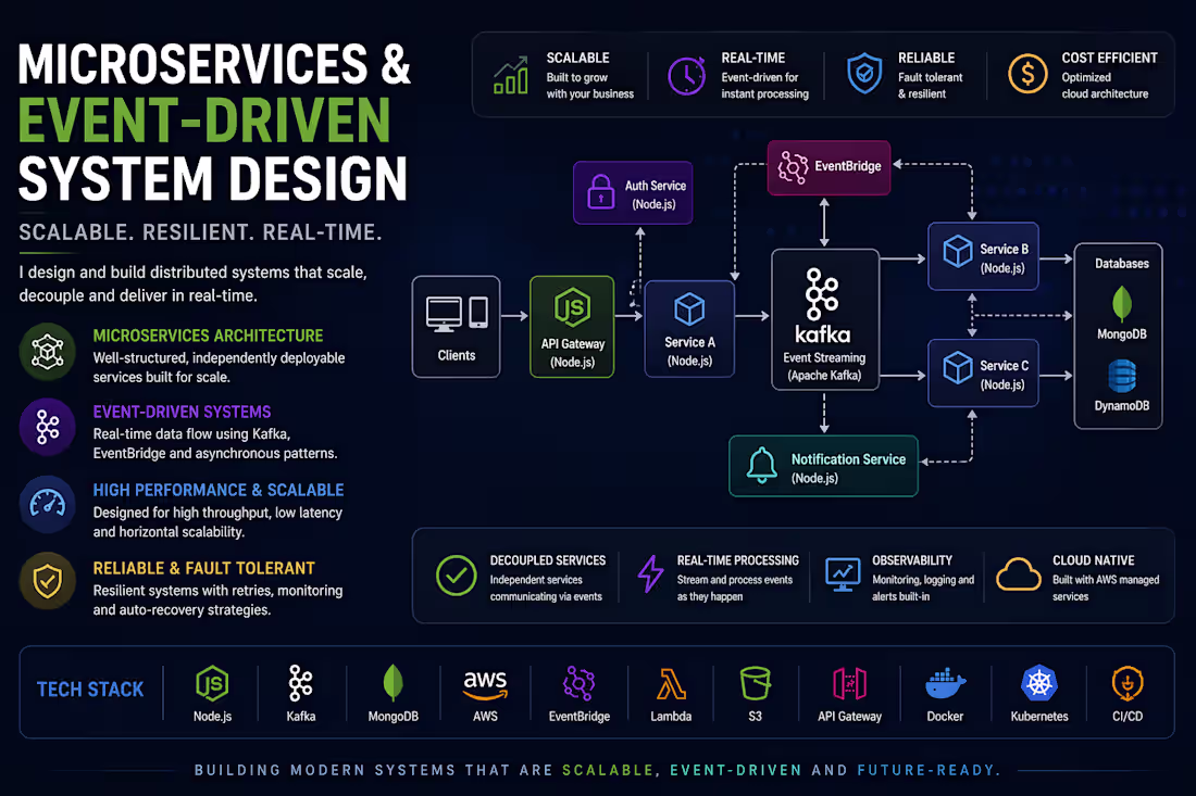 Cover image for Microservices & Event-Driven System Design (Kafka, Node.js)