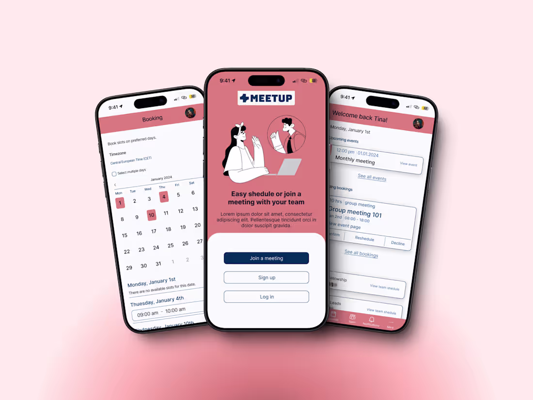 Cover image for MeetUp sheduling App | UX/UI design freelance project