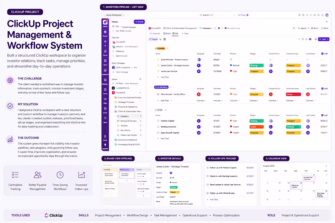 Cover image for Built a structured ClickUp workspace