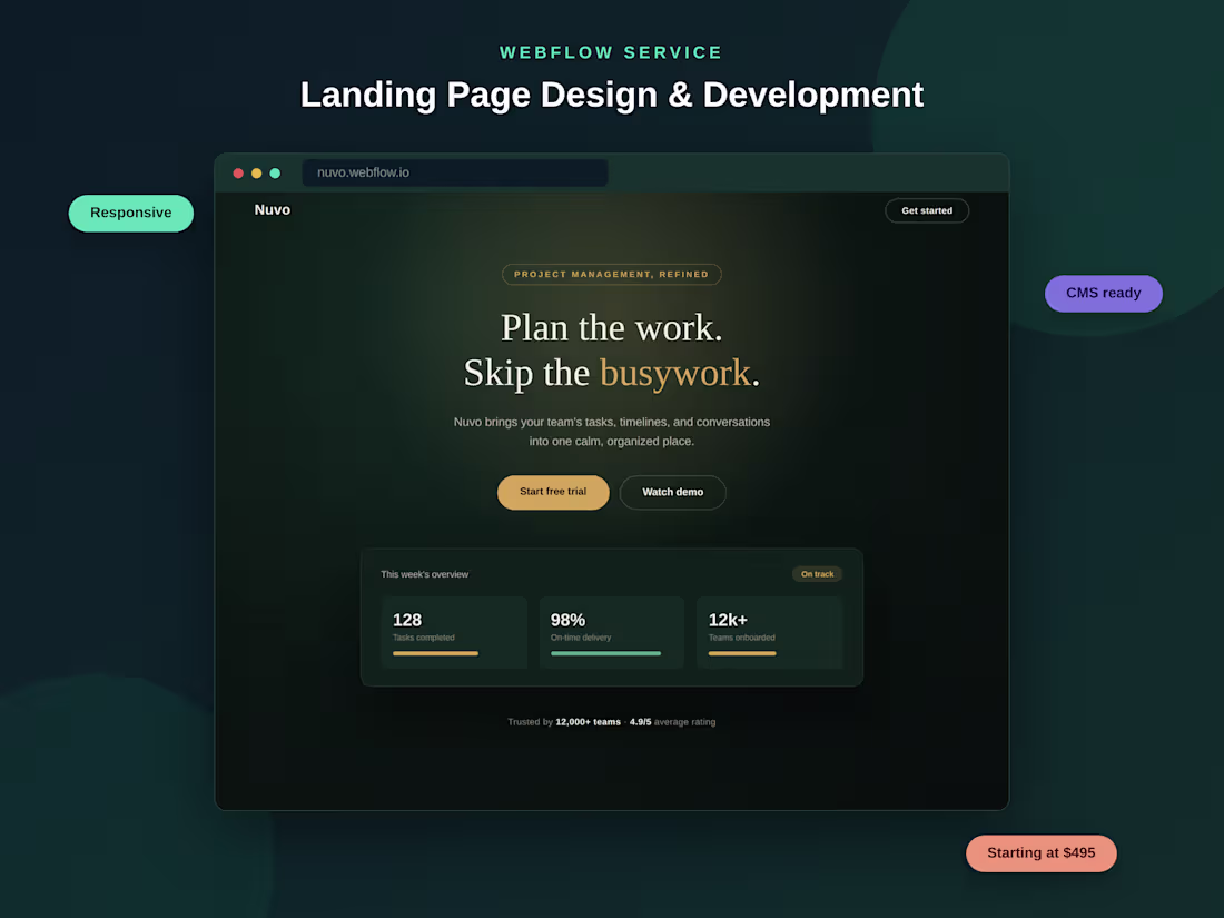 Cover image for Webflow Landing Page Design & Development