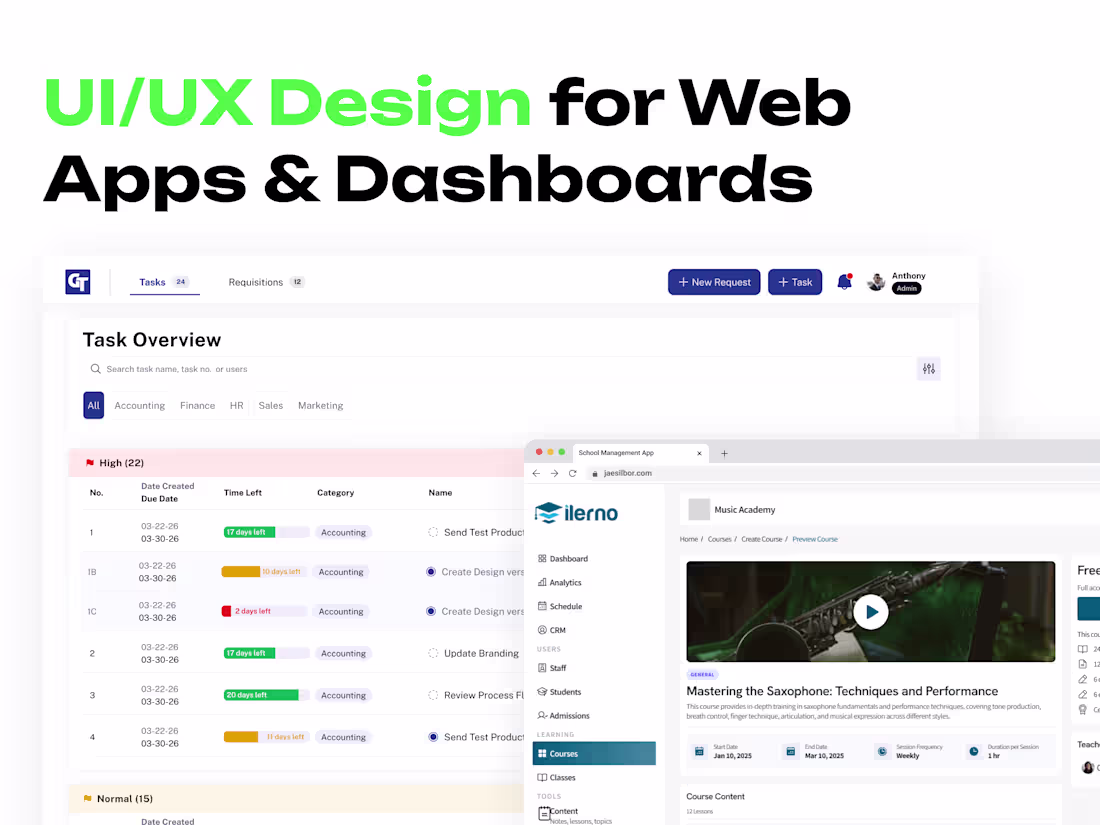 Cover image for UI/UX Design for web apps & dashboards