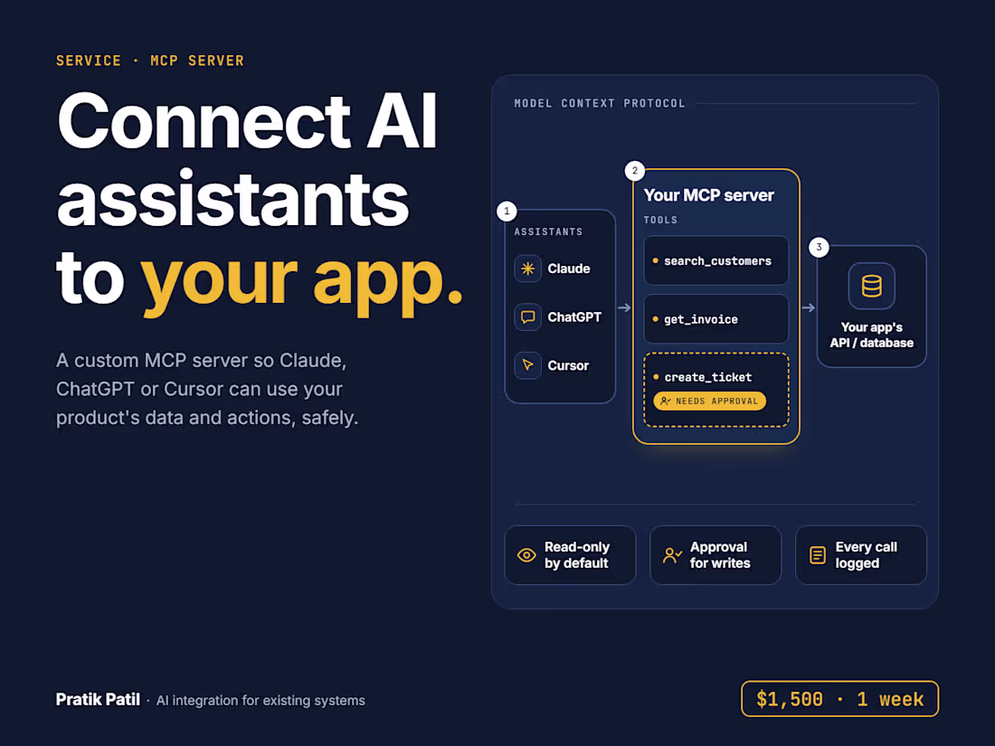 Cover image for Custom MCP Server: Connect AI Assistants to Your App in 1 Week