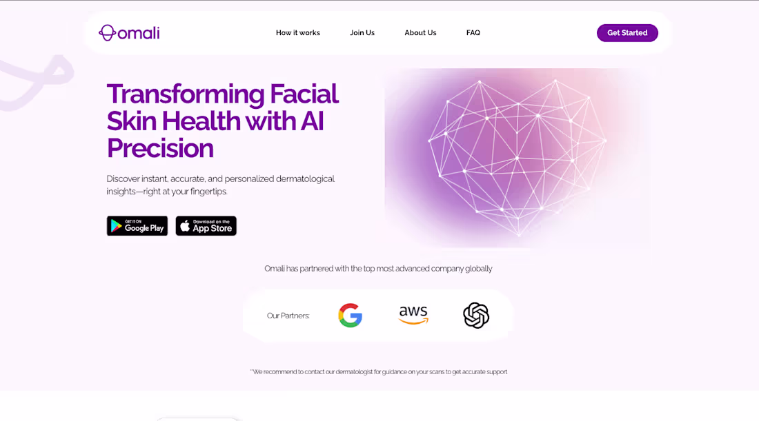Cover image for Built Omali-care: Facial Skin Health App with AI... Omali-ca...
