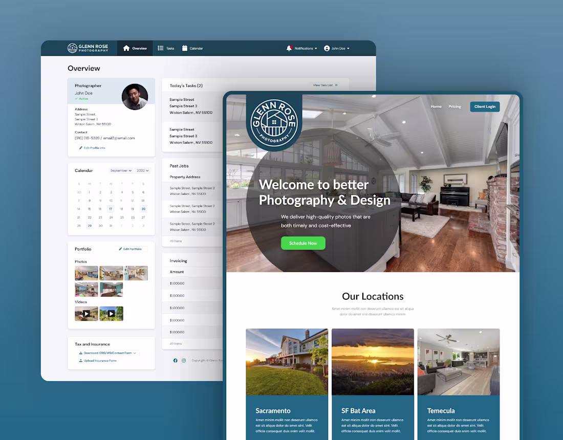 Cover image for Web App and Landing Page - Real Estate Photography