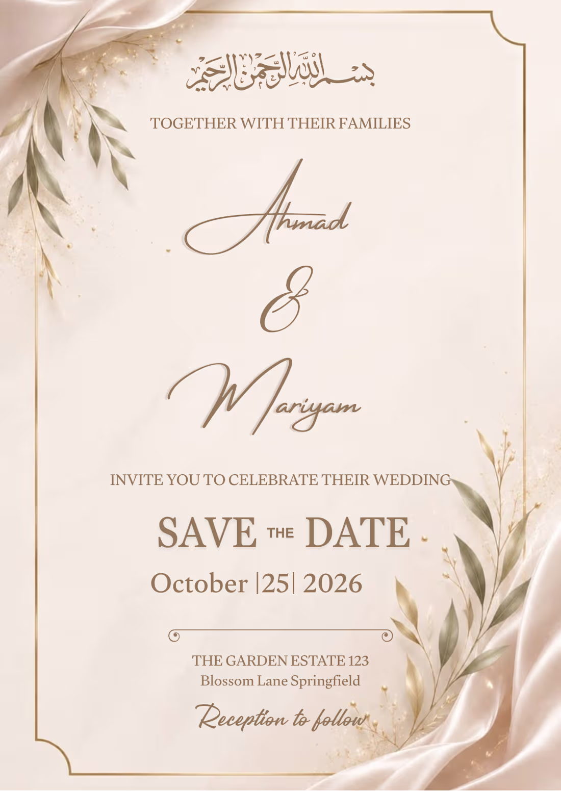 Cover image for Luxury Nikah Wedding Invitation | Save The Date Card