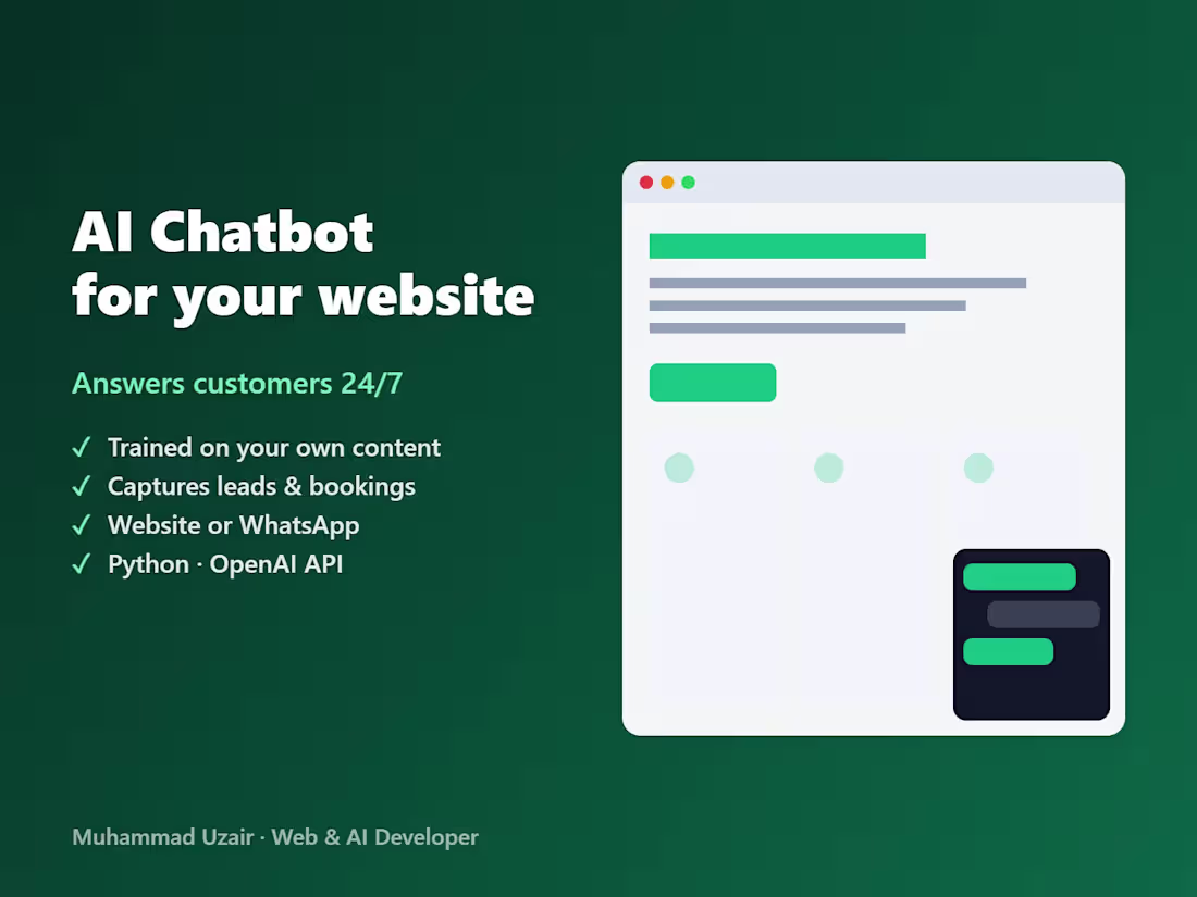 Cover image for Custom AI Chatbot for Your Website (GPT-Powered)