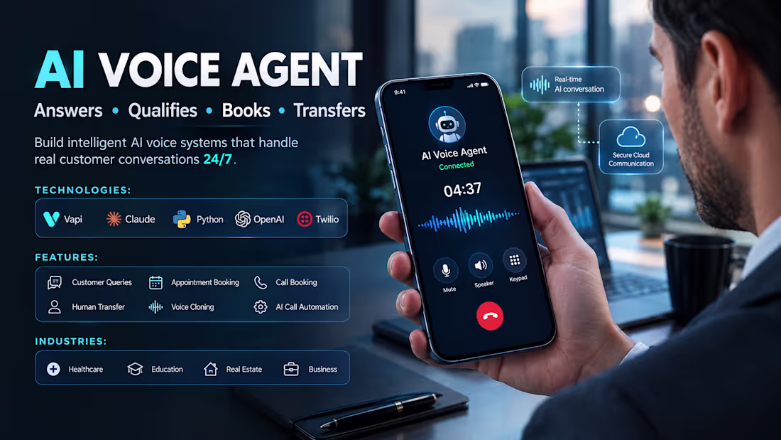 Cover image for AI Voice Agent Development | AI Receptionist & Call Automation