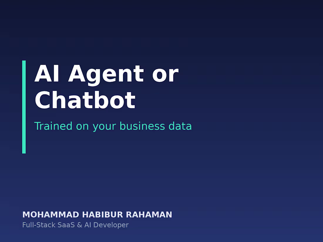 Cover image for AI Agent or Chatbot Trained on Your Business Data