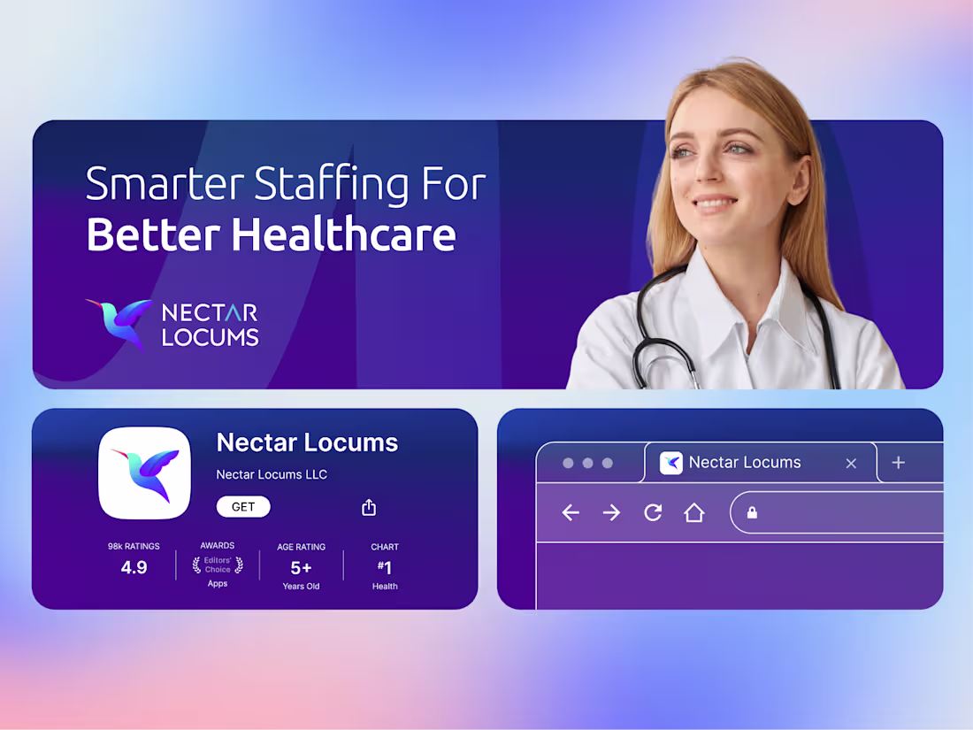 Cover image for Brand Identity and Website Design for Nectar Locums
