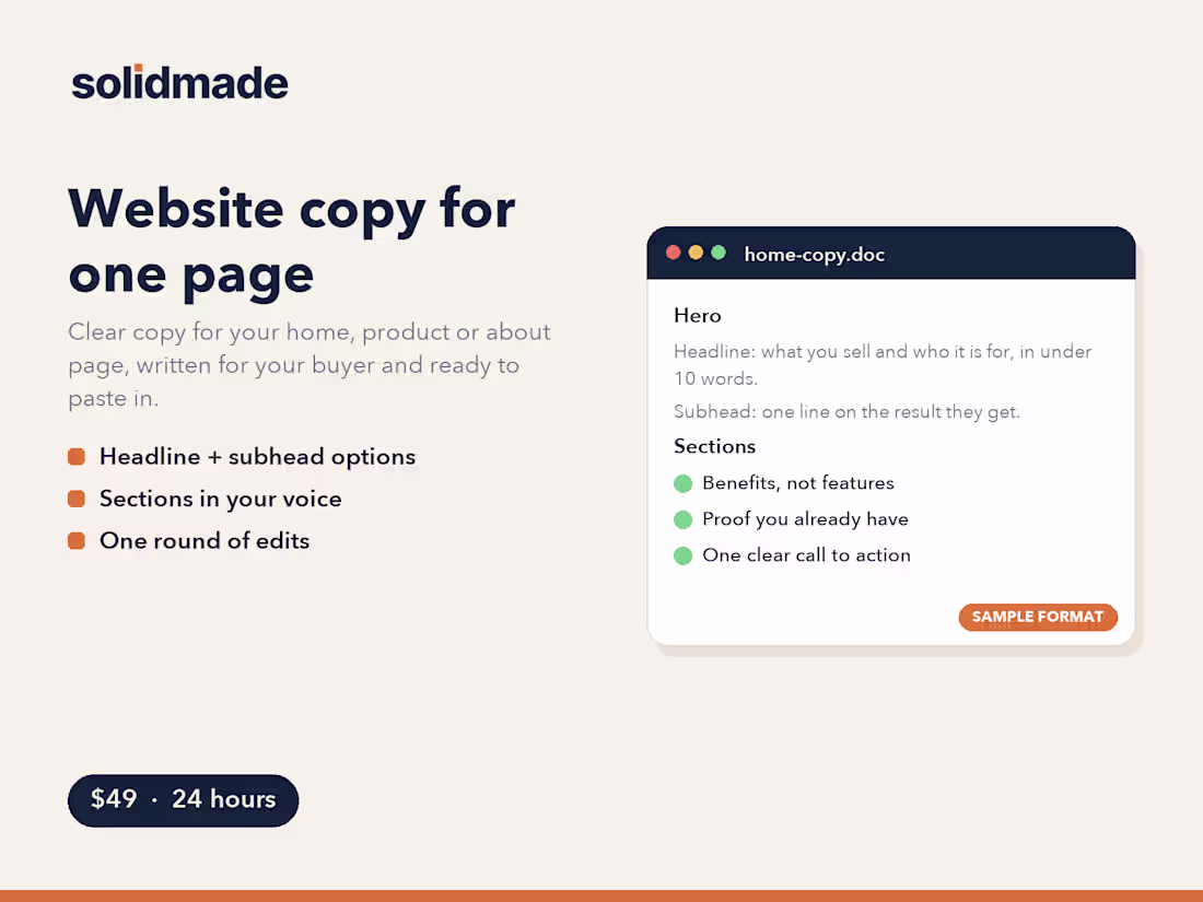 Cover image for Website or landing page copy, one page in 24 hours