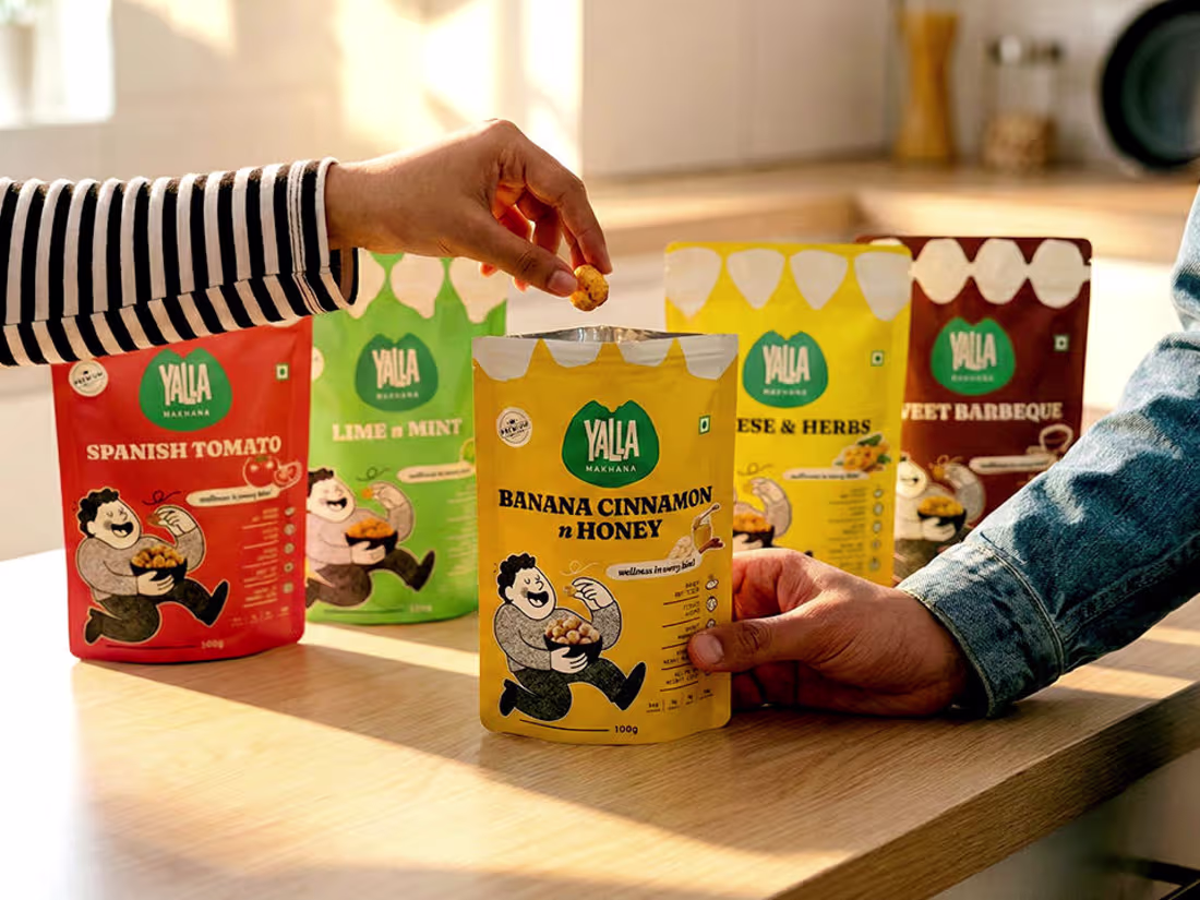 Cover image for Yalla: A Makhana Brand | Logo, Branding, Packaging & UI Design
