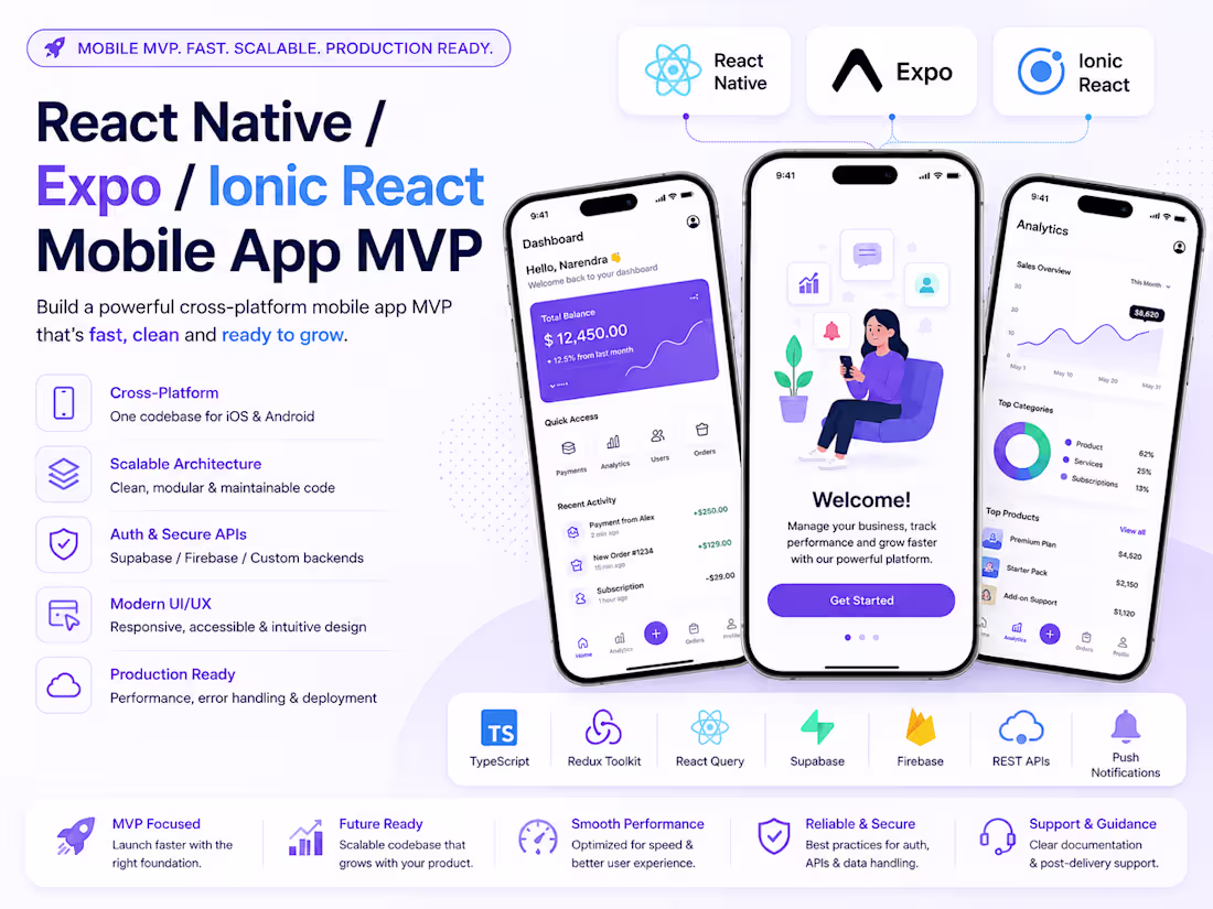 Cover image for React Native / Expo Mobile / Ionic React App MVP