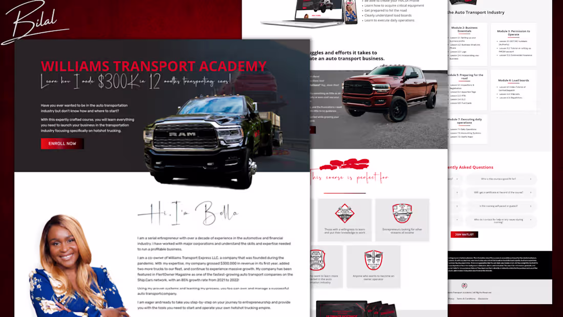Cover image for Williams Transport Academy — Website & Marketing Funnel Deve...
