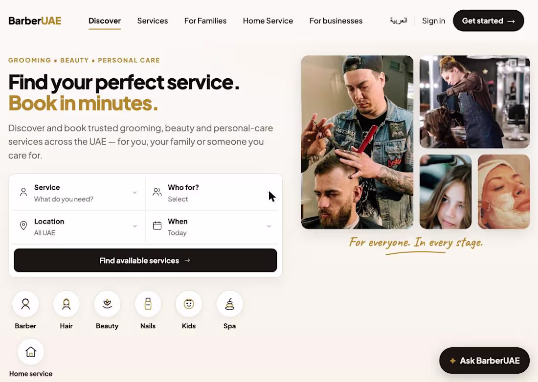Cover image for BarberUAE: Grooming & Beauty Booking Platform