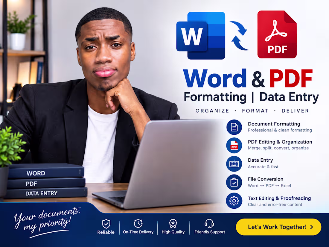 Cover image for I will organize and format Word and PDF documents