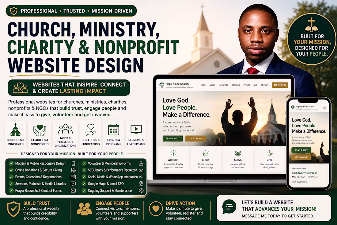 Cover image for Church, Ministry, Charity & Nonprofit Website Design