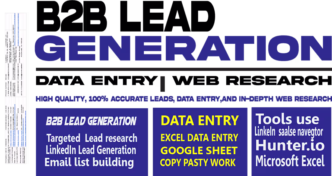 Cover image for I will do b2b lead generation, LinkedIn leads & Email List