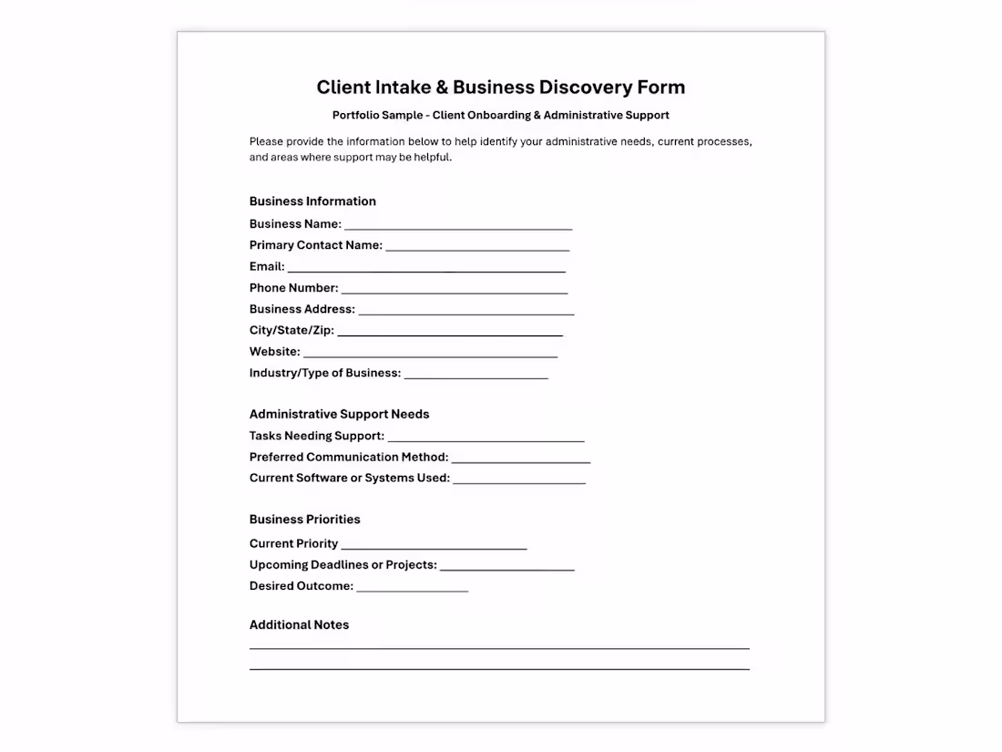 Cover image for Portfolio sample demonstrating client onboarding