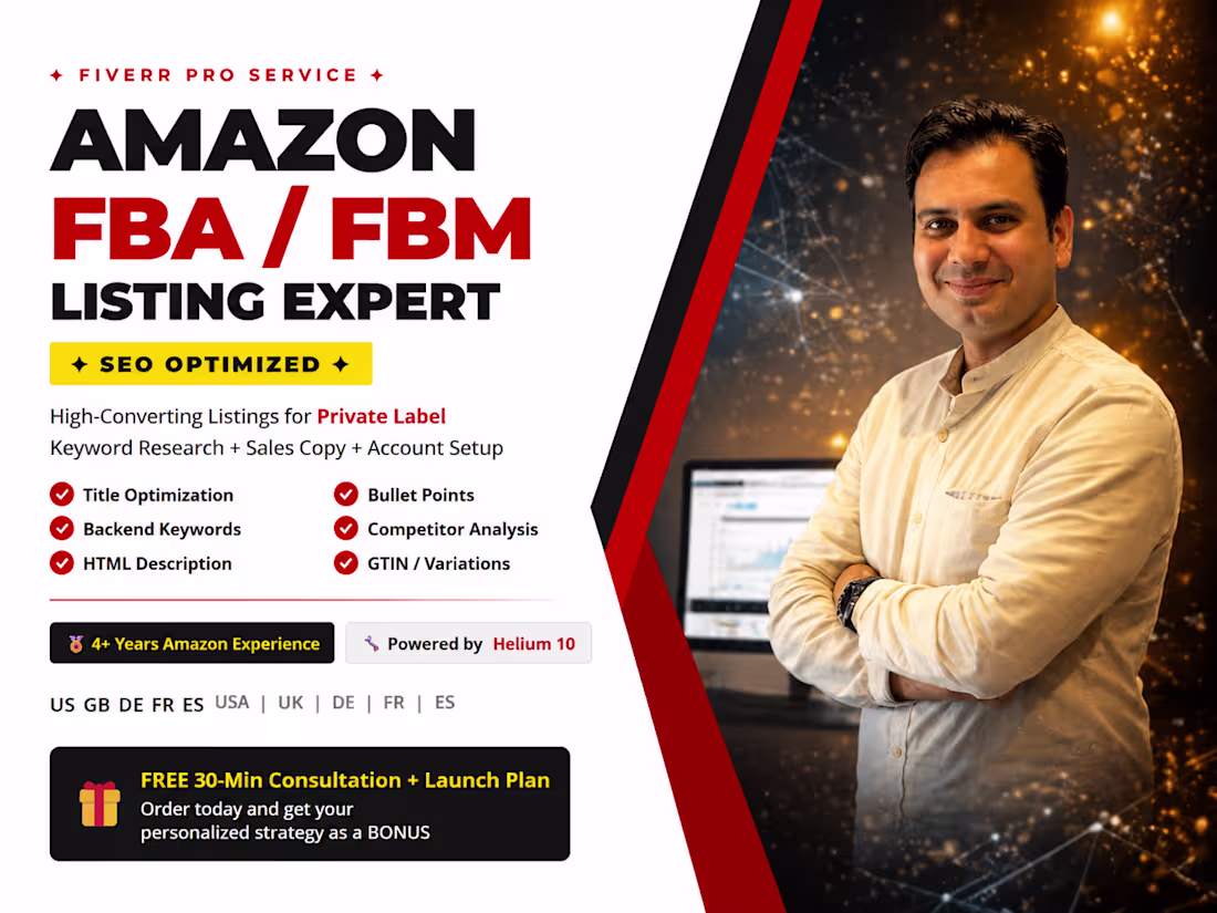 Cover image for I will create amazon fba product listing with variation, SEO