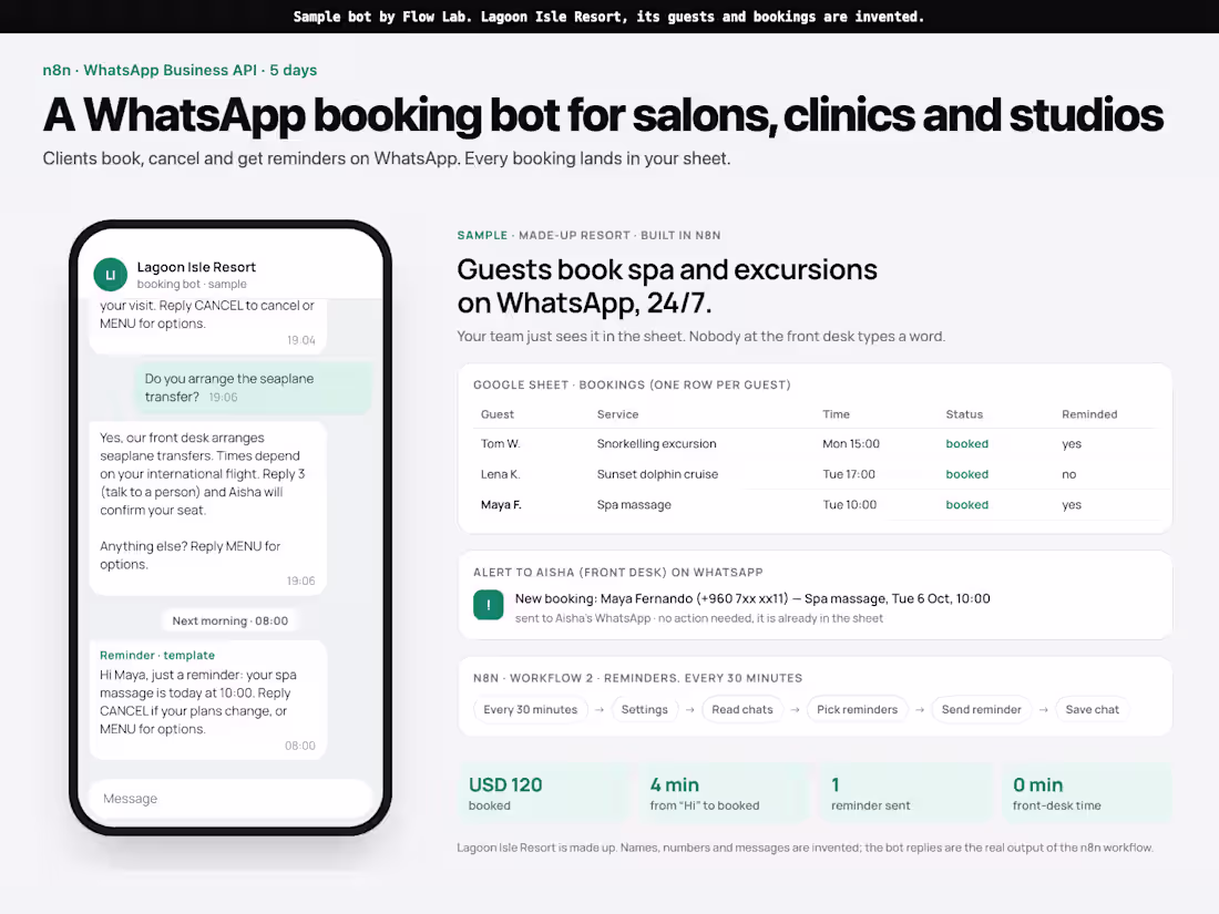 Cover image for WhatsApp Booking Bot for Salons, Clinics and Studios