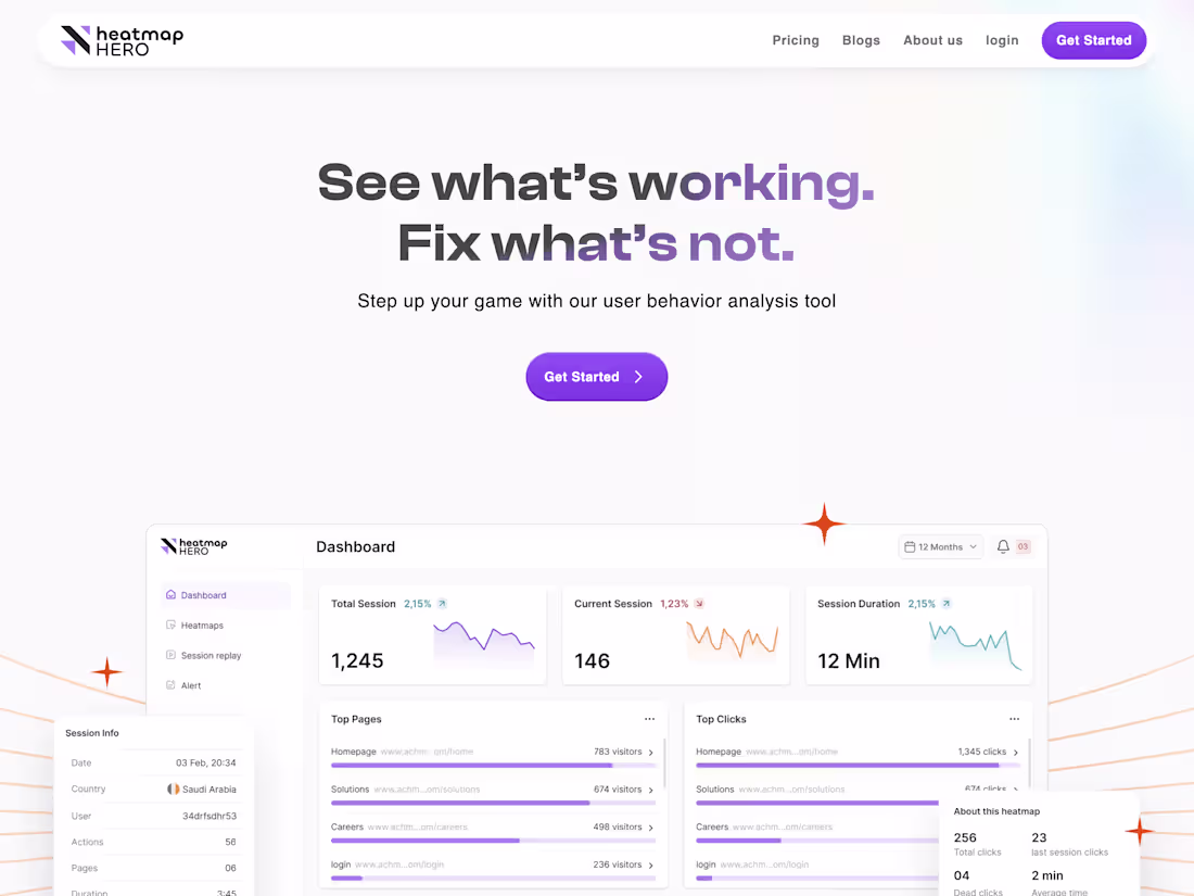 Cover image for HeatmapHero - Advanced User Behavior Analytics Tool