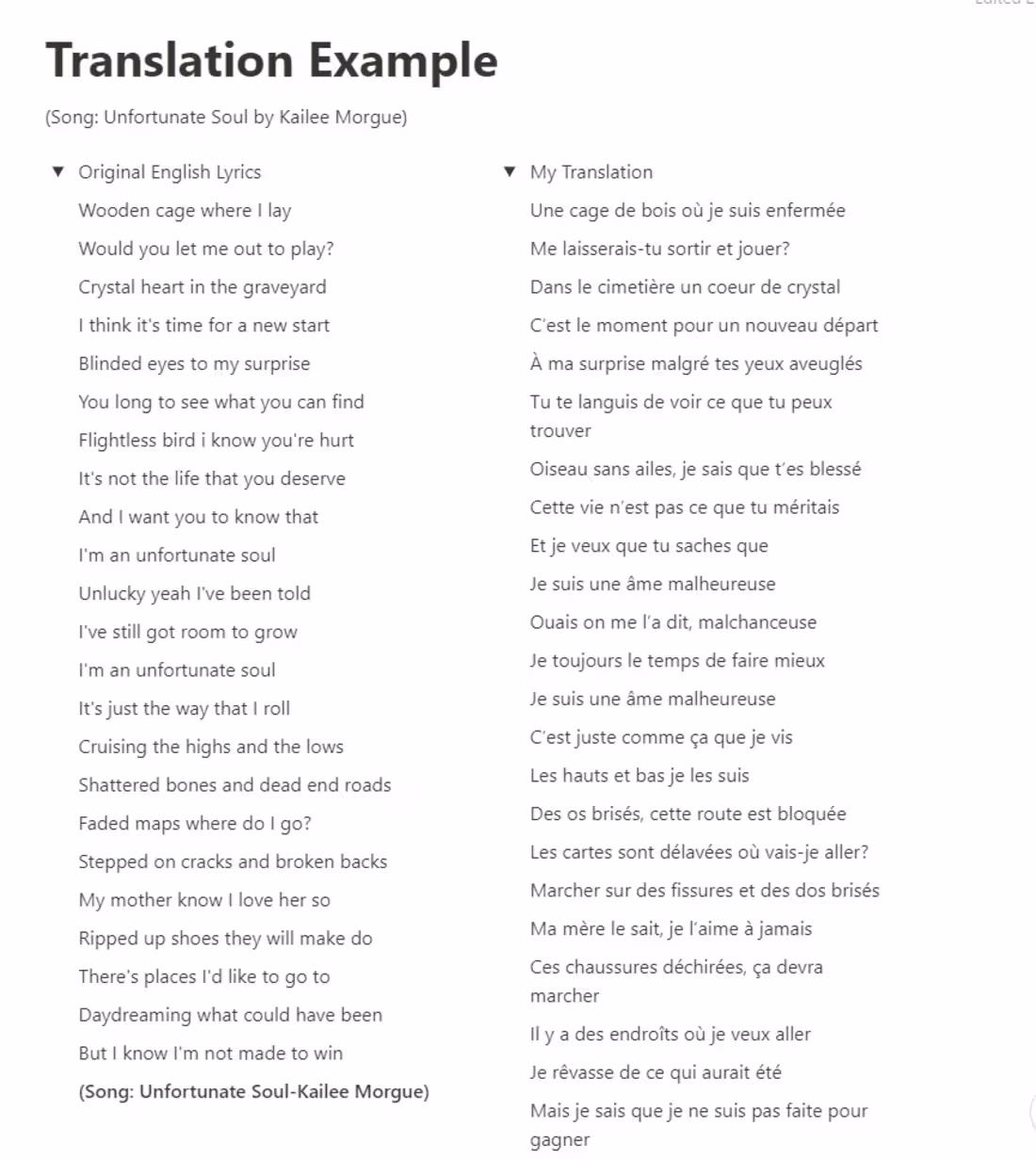 Cover image for Lyric Translation Example